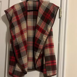 Women’s vest plaid sleeveless lapel open front cardigan
